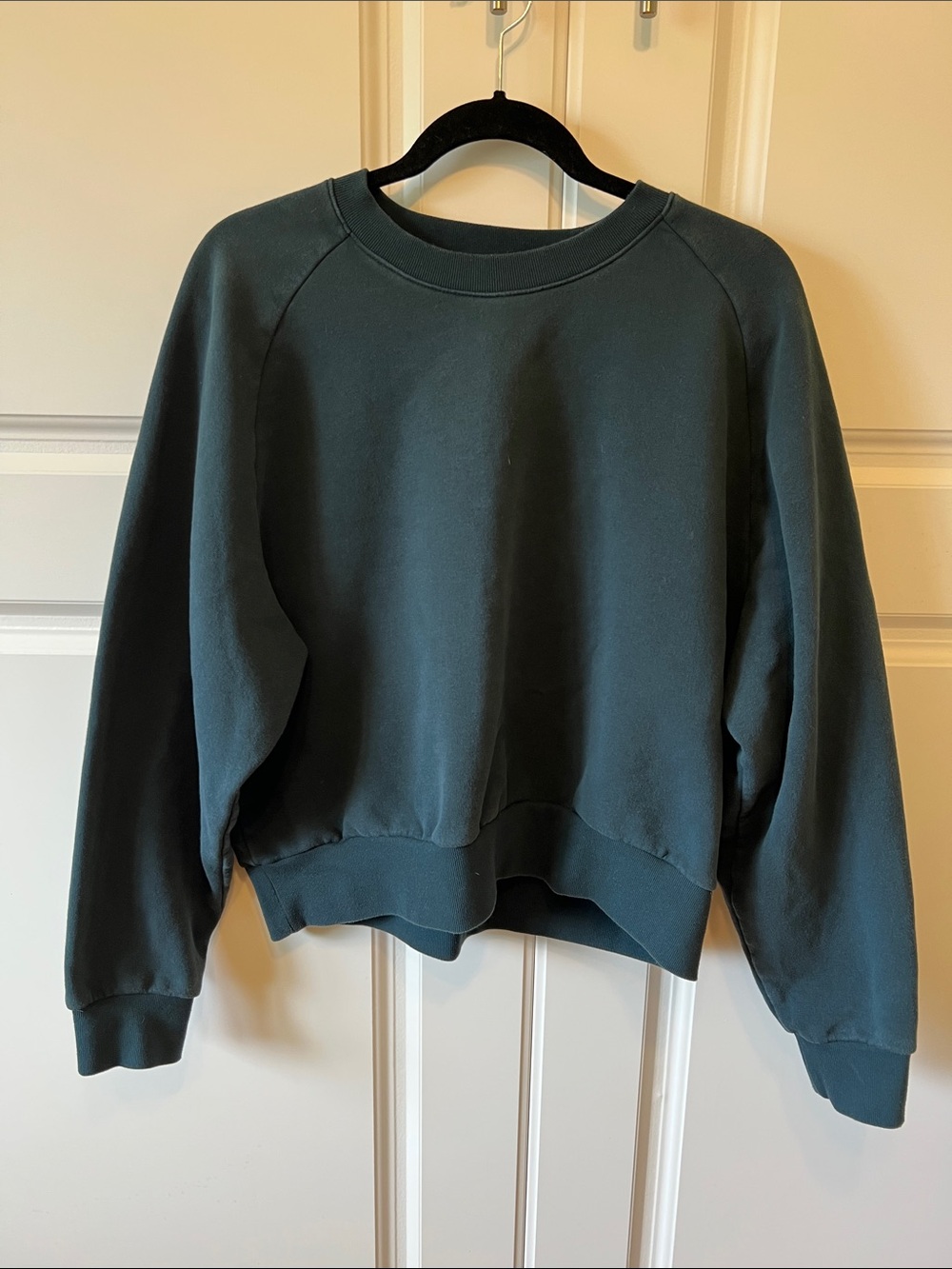 Athleta Boxy Cropped Sweatshirt, Teal, L